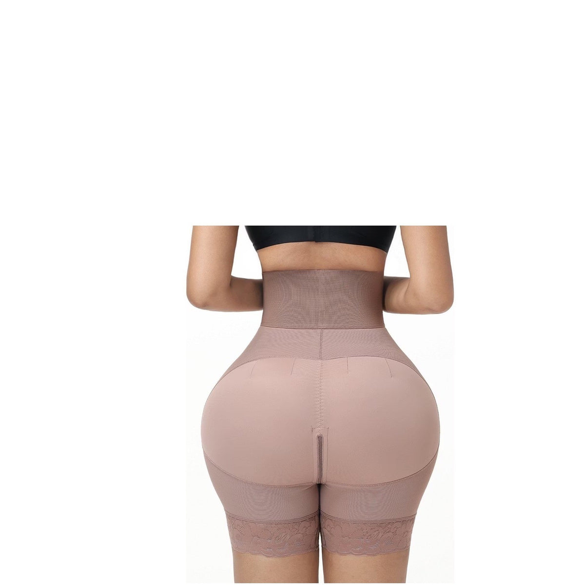 Luxseren High Waist Tummy Control Shapewear Butt Lifter Shorts Lace Trim Nude XL