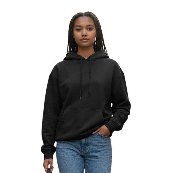Premium 100% Cotton Black Pullover Hoodie Unisex Heavyweight Sweatshirt RN156068