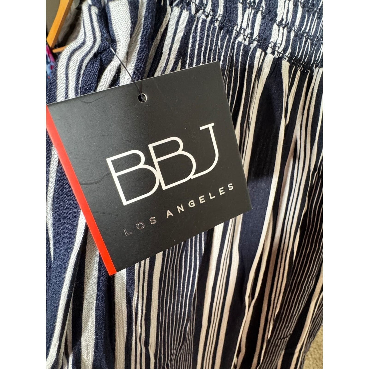 Boom Boom Jeans BBJ Navy White Striped Wide Leg Smocked Pants V14357Z