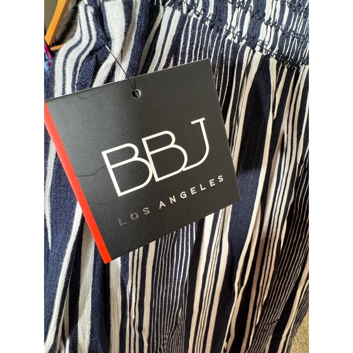 Boom Boom Jeans BBJ Navy White Striped Wide Leg Smocked Pants V14357Z