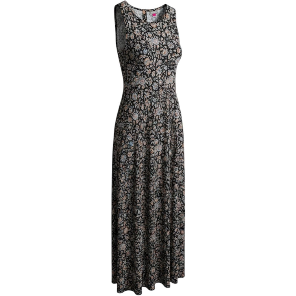 Vince Camuto Easy Breezy Floral Maxi Dress Rich Black Sleeveless 91325726 L