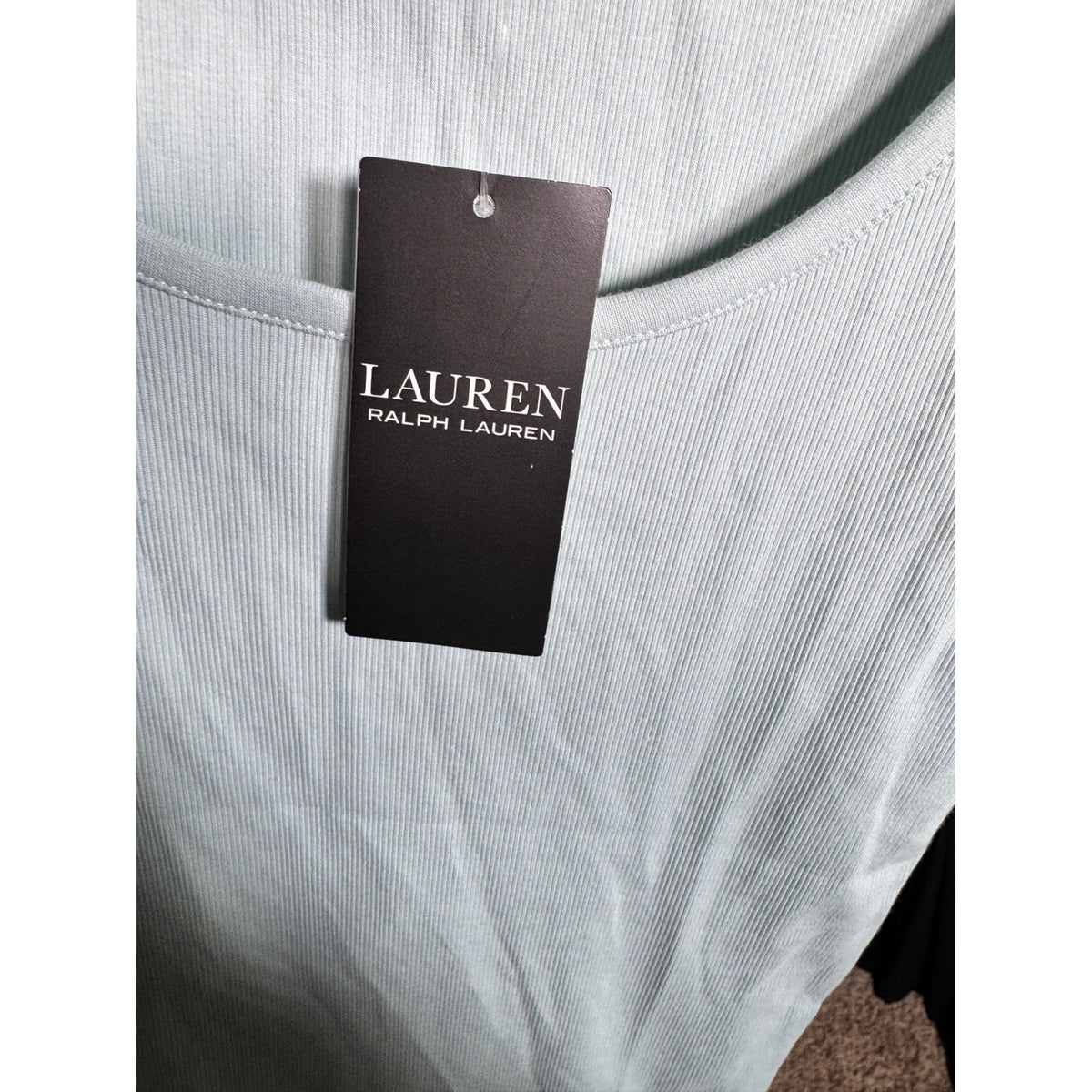 Lauren Ralph Lauren Women Ribbed Tank Top Aqua Pearl Blue LRL Spring 25 XS NWT