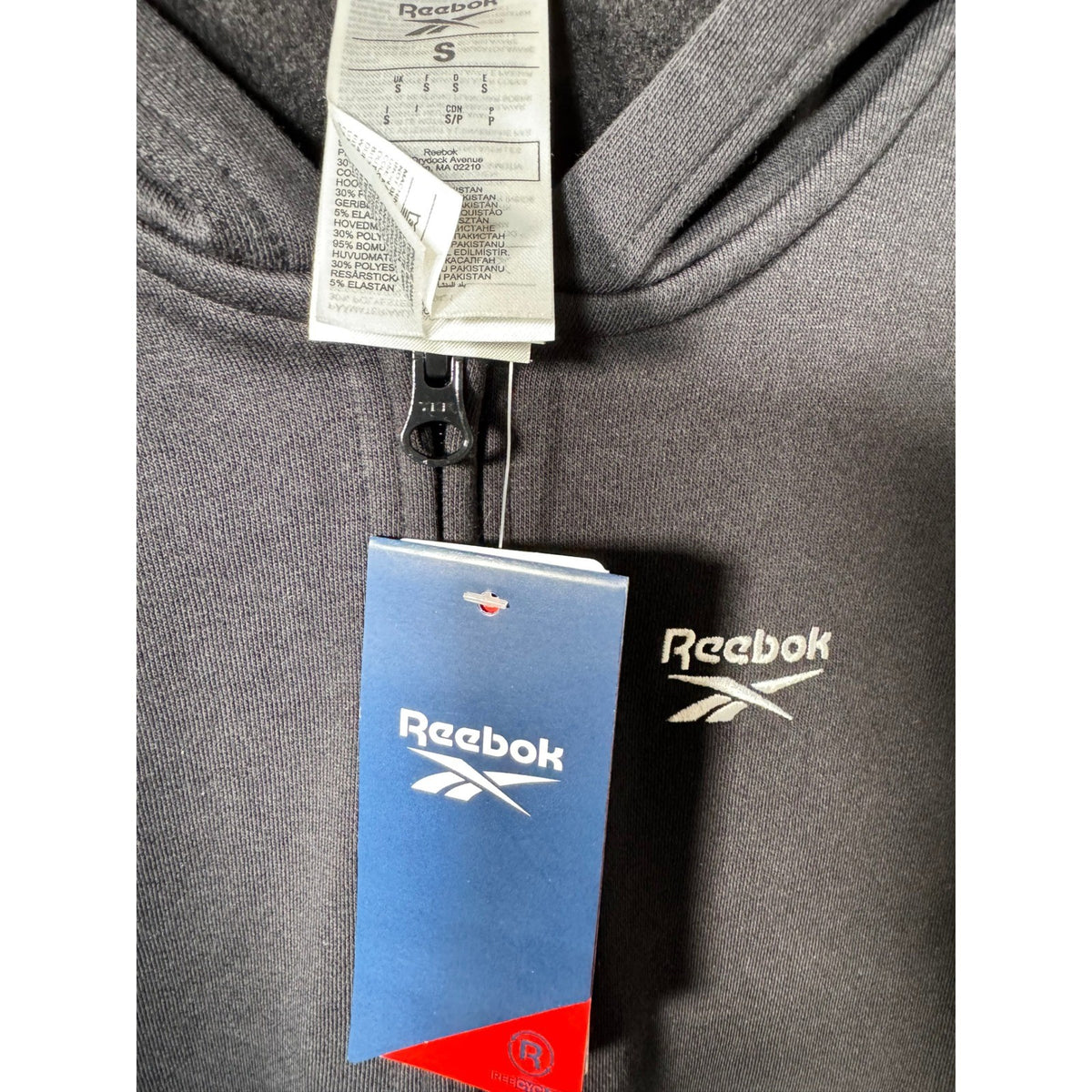 Reebok Identity SL Fleece FZ Women Black Full Zip Hoodie Sweatshirt 100202902 S