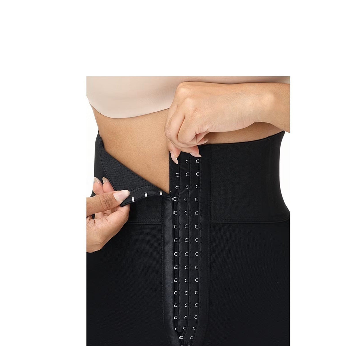 Luxseren High Waist Shapewear Shorts Tummy Control Lace Trim Black Compression S
