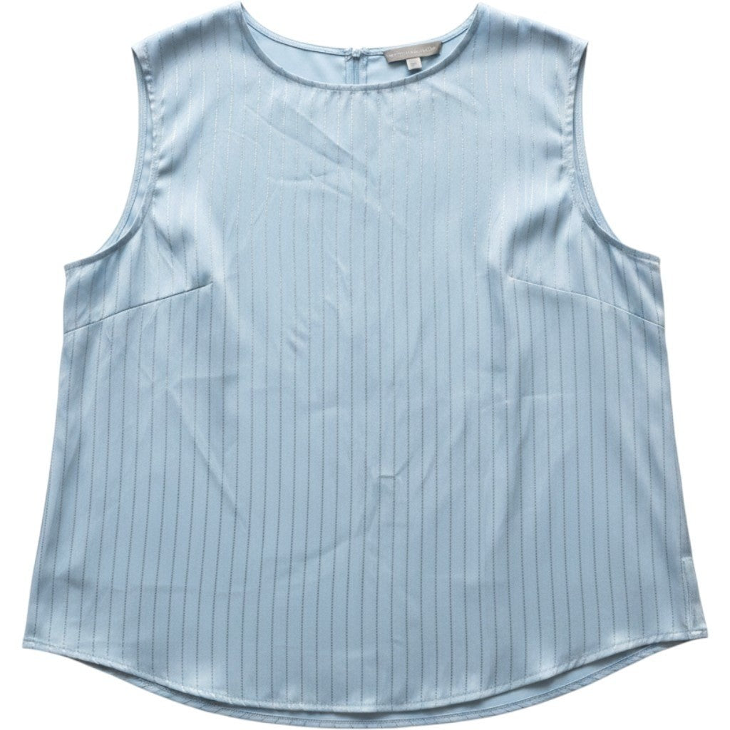 Vince Camuto Frozen Blue Metallic Pinstripe Sleeveless Blouse Top 912258086 XL