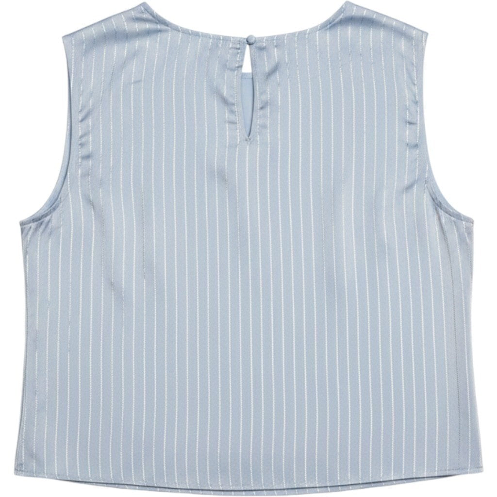 Vince Camuto Frozen Blue Metallic Pinstripe Sleeveless Blouse Top 912258086 XL