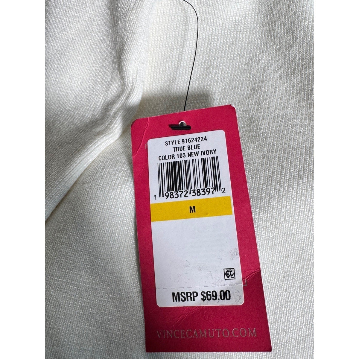 Vince Camuto Womens Ivory Black Contrast Trim Knit Tank Top Sleeveless Sweater M
